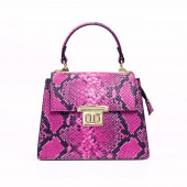 Geanta dama piele naturala cu textura sarpe DiAmanti Adele Snake Fucsia
